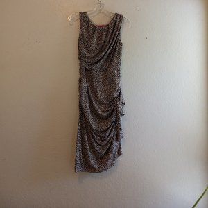 Betsey Johnson Ruched Draped Leopard Print Dress Size 6
